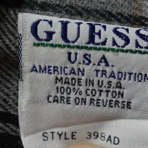 Vintage Guess Jeans Jacket Women's Medium Black Denim Plaid Lined Button Up - Picture 7 of 9